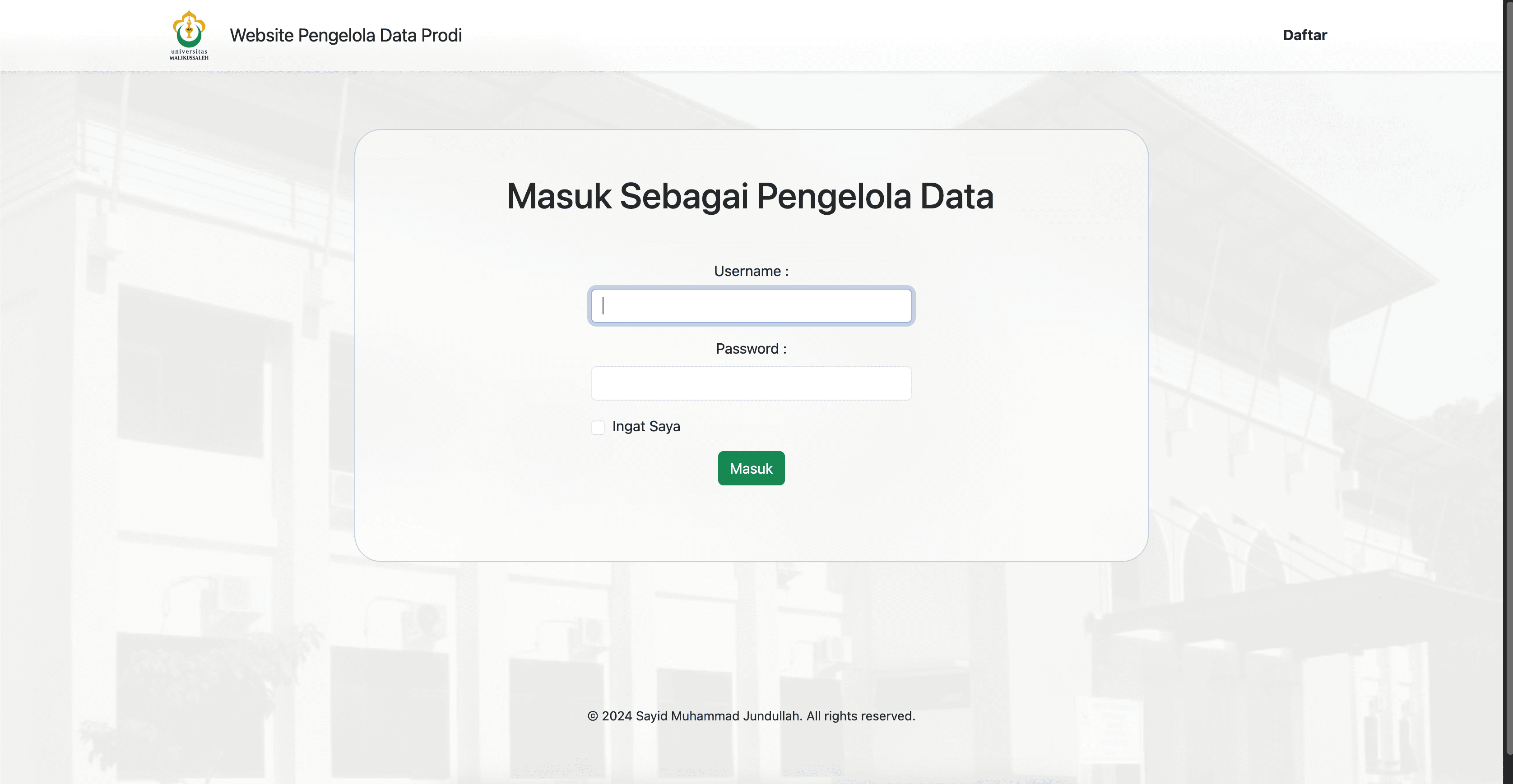 Study Program Data Management Website