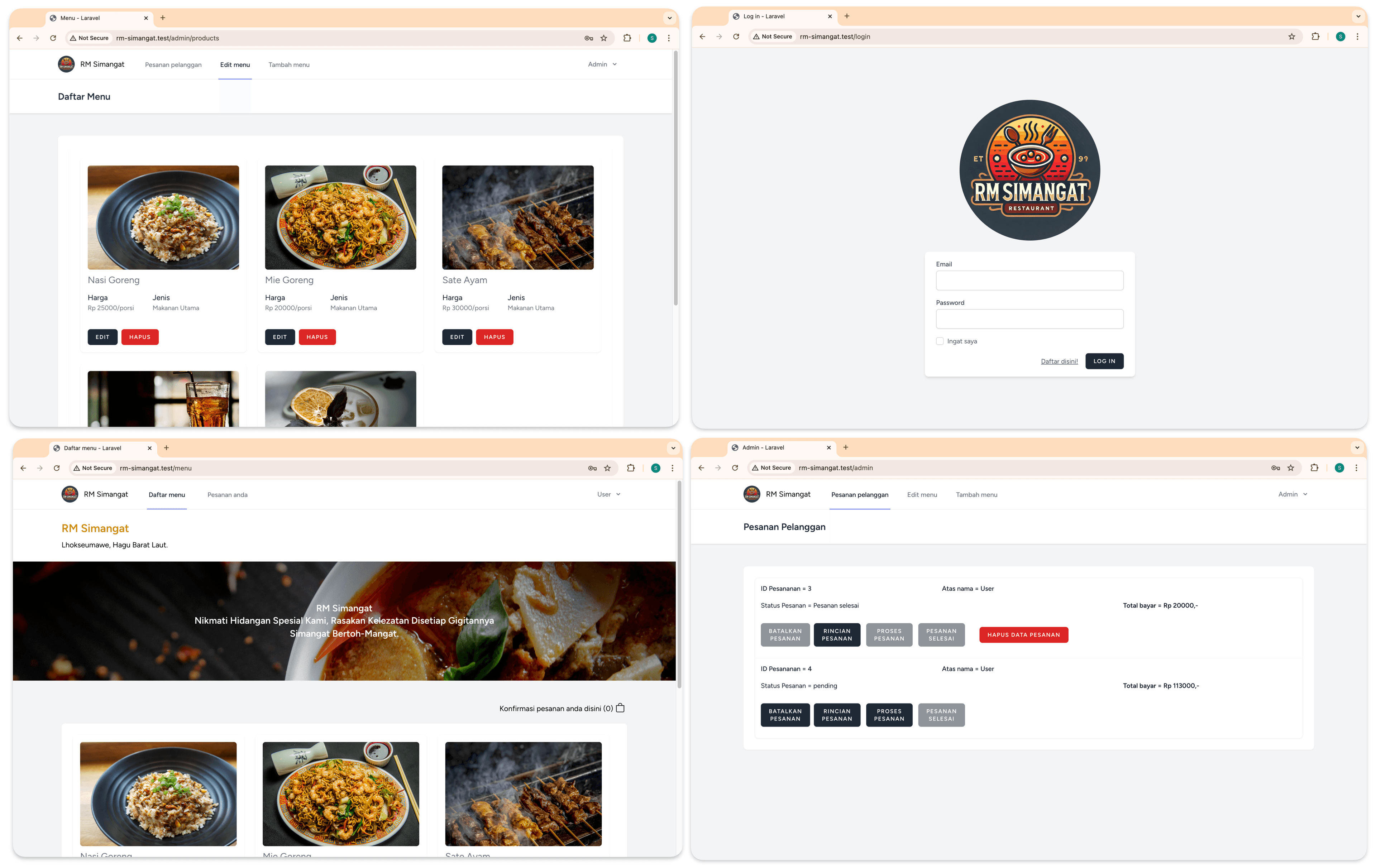 Food Ordering Website - RM Simangat.